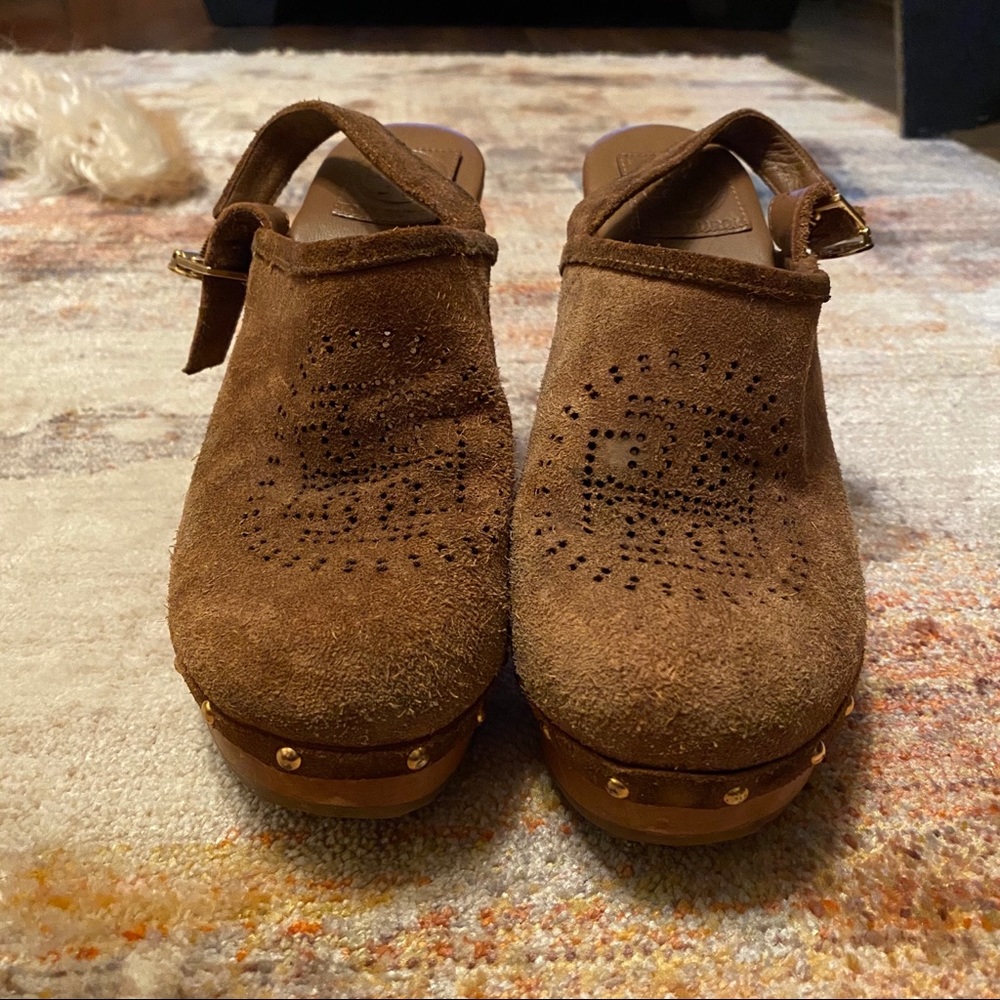 Tory Burch Leather Wood Platform Heels